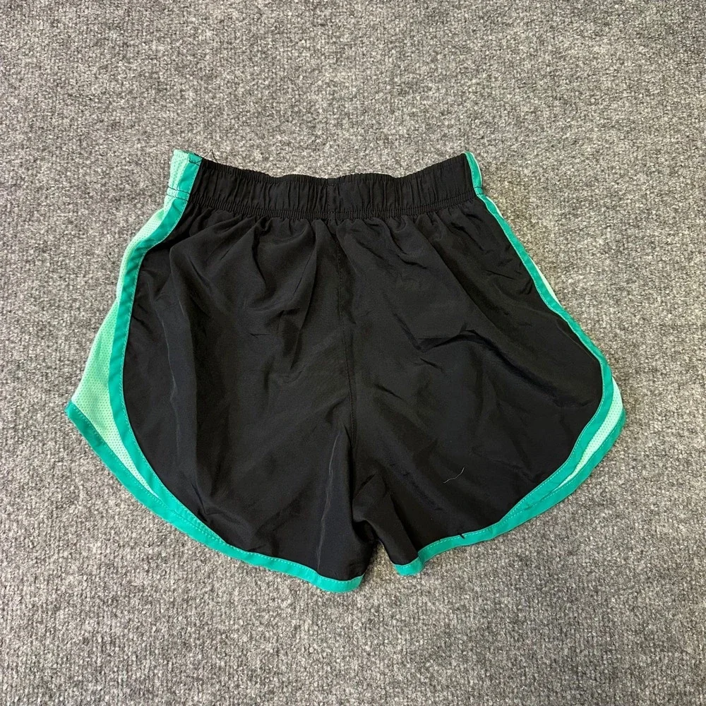 Nike Shorts Womens Size XS Black Teal Dri-Fit Running Athletic Mesh Breathable